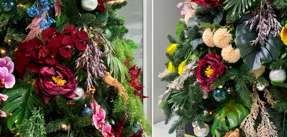 Ель Дизайнерская украшенная тропическими Цветами Christmas tree Tropical Flowers Loft Concept 79.012-4