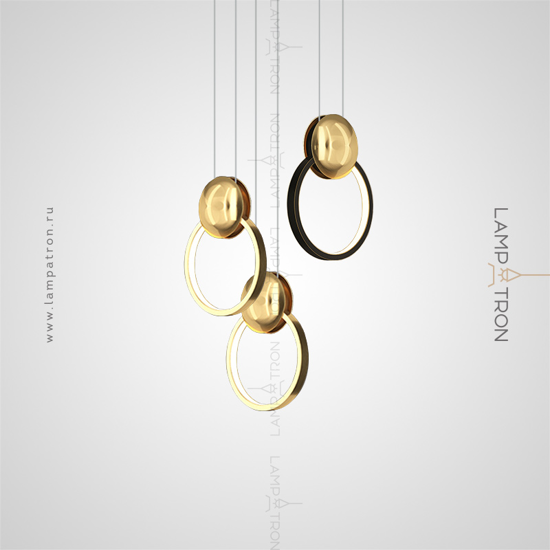 Дизайнерский подвесной светильник в виде светодиодного кольца с декоративным металлическим шаром Lampatron SIGHT