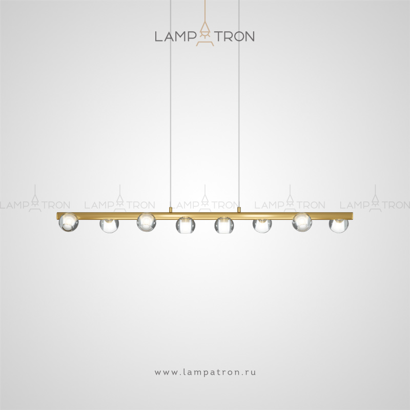 Реечный светильник с шарообразными плафонами из стекла на металлической рейке Lampatron ILIANA LONG