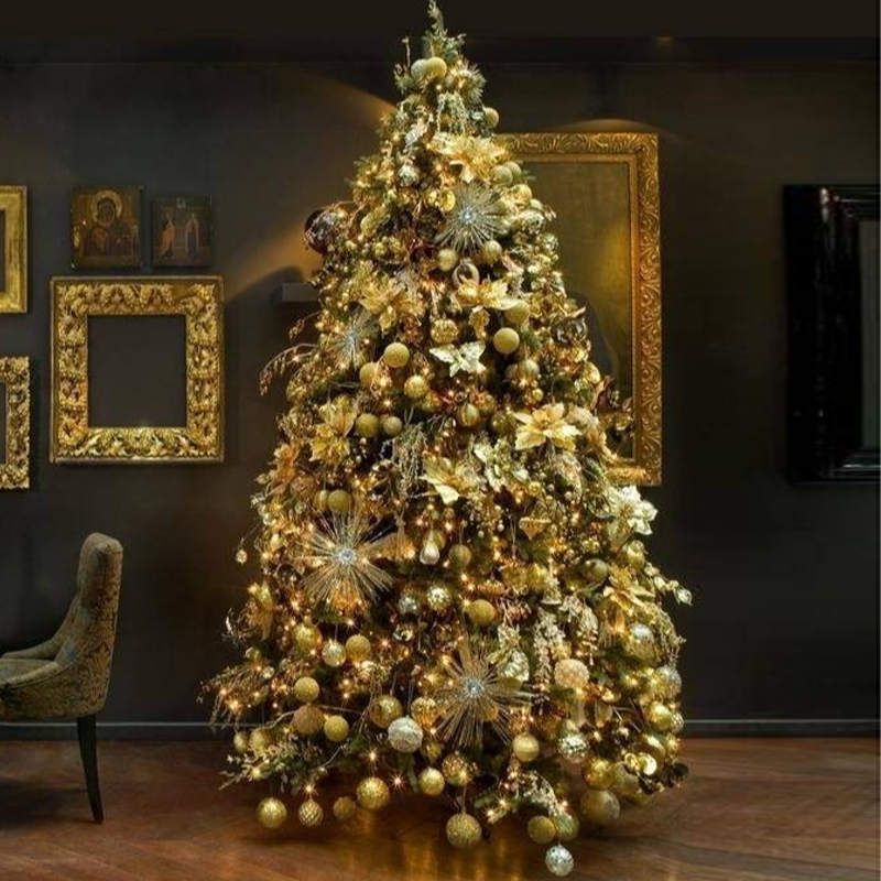 Дизайнерская Елка с Золотыми Новогодними игрушками Christmas Tree Golden Stars Loft Concept 79.007-4