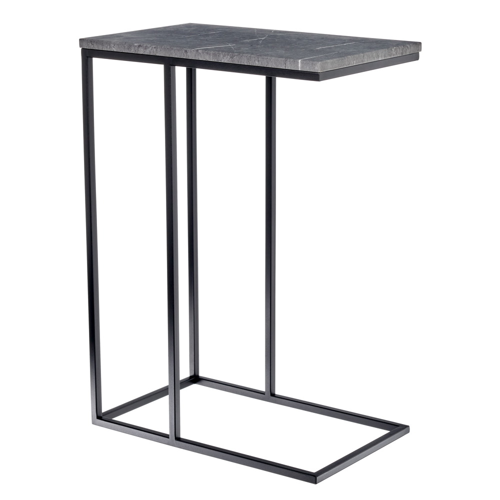 Придиванный столик Loft 50x30см серый мрамор с чёрными ножками Bradexhome RF 0357