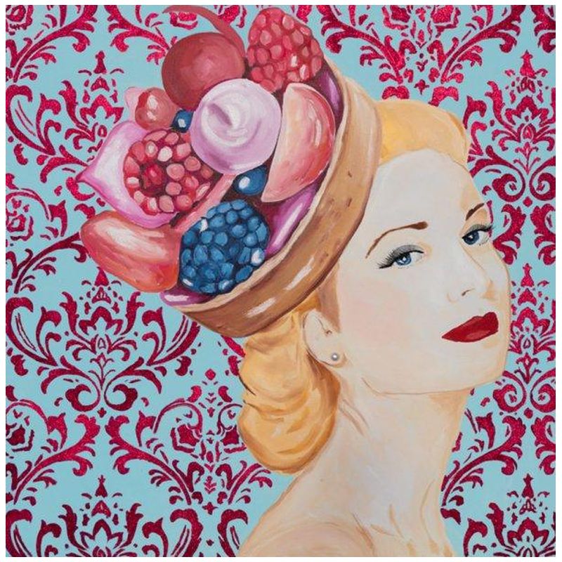 Картина Grace Kelly with Berry Tart Headdress and Damask Background Loft Concept 80.394-1