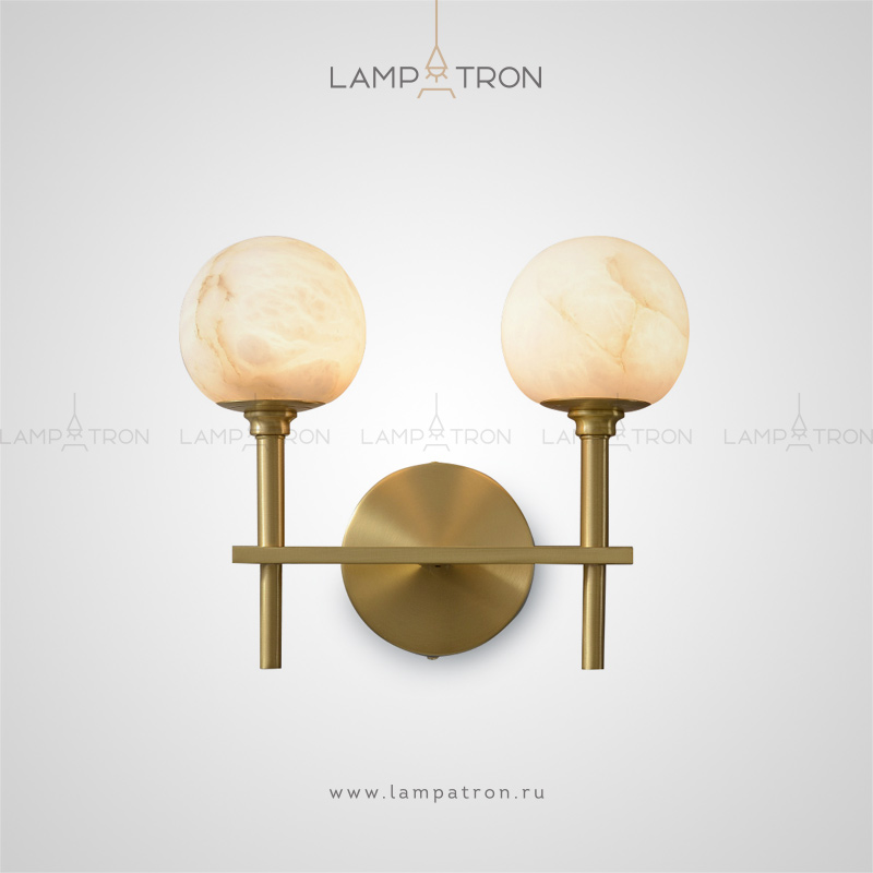 Серия настенных светильников на одну и две лампы с мраморными плафонами шарообразной формы Lampatron MARELL