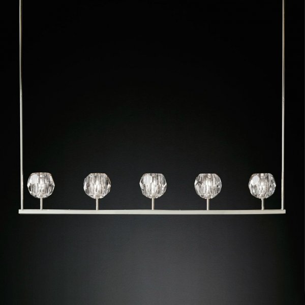 Люстра RH Boule De Cristal Linear Chandelier 5 | Никель