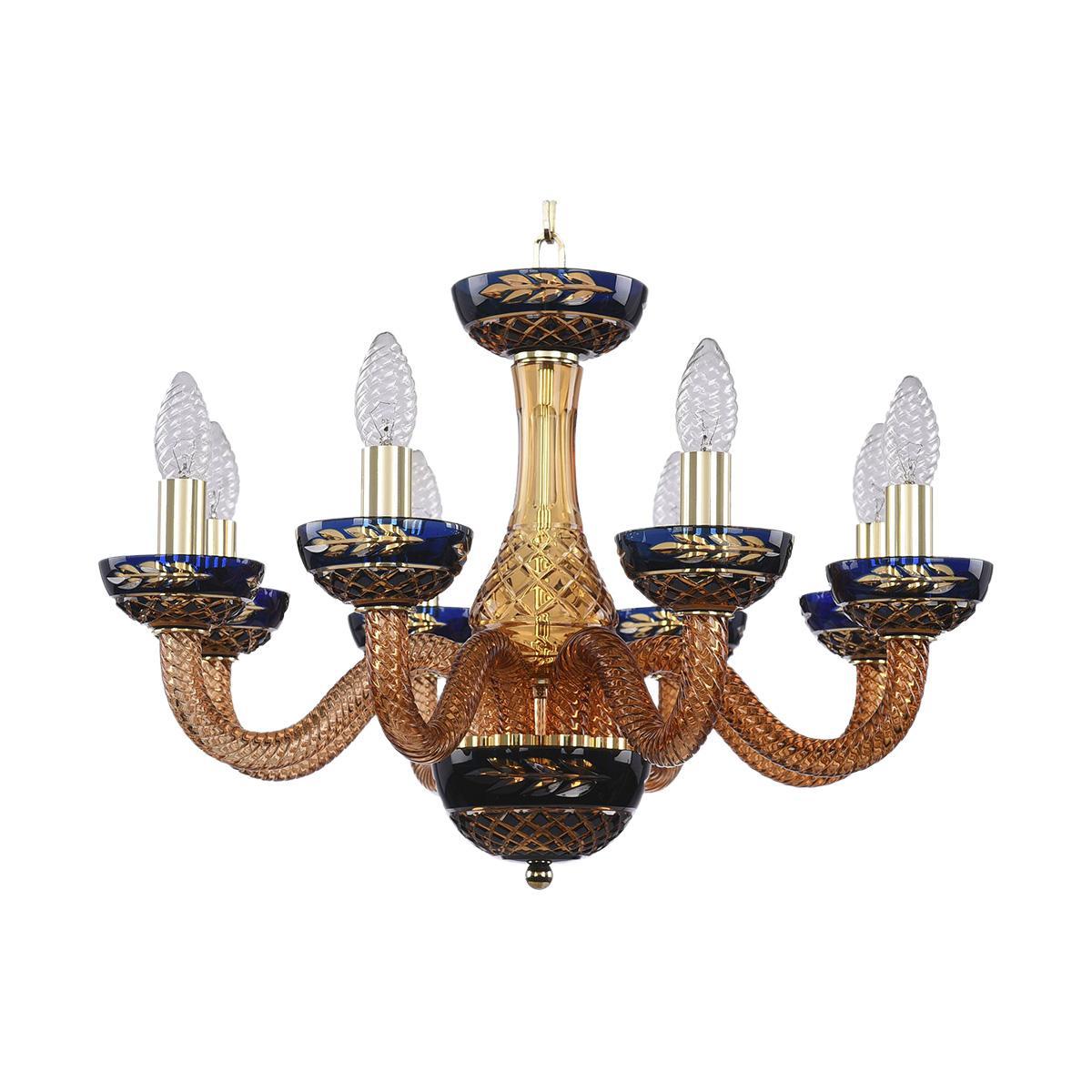 Люстра Bohemia Ivele Crystal 1308/8/195 G Am/Amber-Blue/H-1J