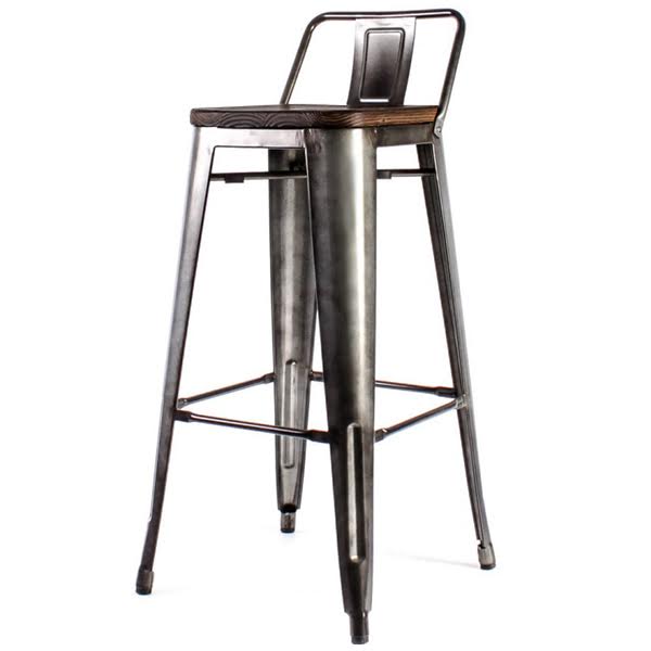 Барный стул Tolix Bar Stool 75 Backed Wood Silver designed by Xavier Pauchard in 1934 03.124