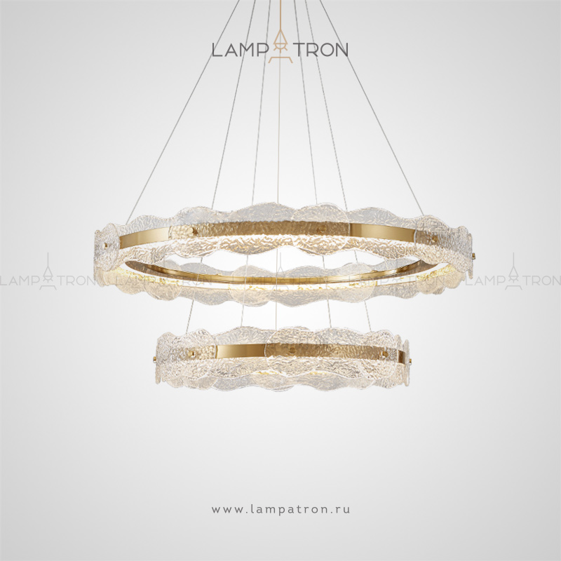 Серия кольцевых светодиодных люстр с составным плафоном из рельефных пластин из стекла Lampatron SAMANTHA
