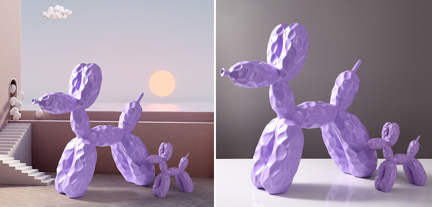 Статуэтка Jeff Koons Balloon Dog Crumpled Lilac Loft Concept 60.1147-0