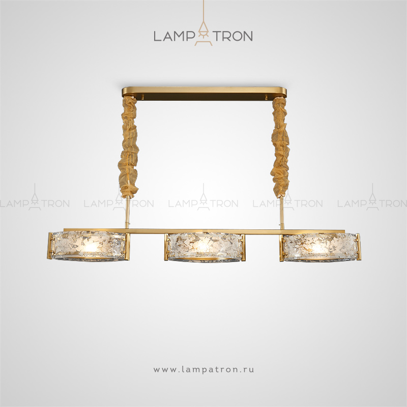 Реечный светильник с прямоугольными плафонами из округлых стеклянных пластин с эффектом битого стекла Lampatron ALDORA LONG