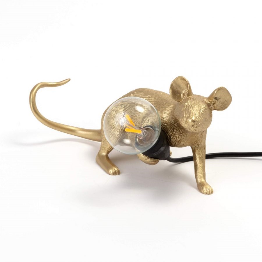 Настольная лампа Mouse Lamp Lyie Down Gold USB Seletti 15232