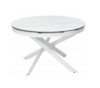Стол Bradex Home BRUNO раскладной 120-170х120х76см с белой глянцевой керамической столешницей под мрамор FR 0598