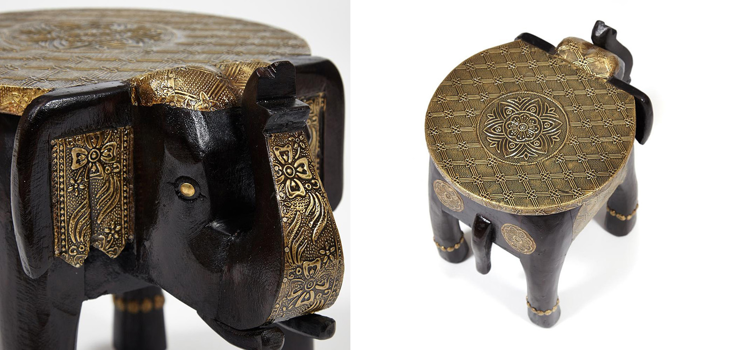 Журнальный стол Antique Indian Brass Mango Wood Elephant Table 18.319