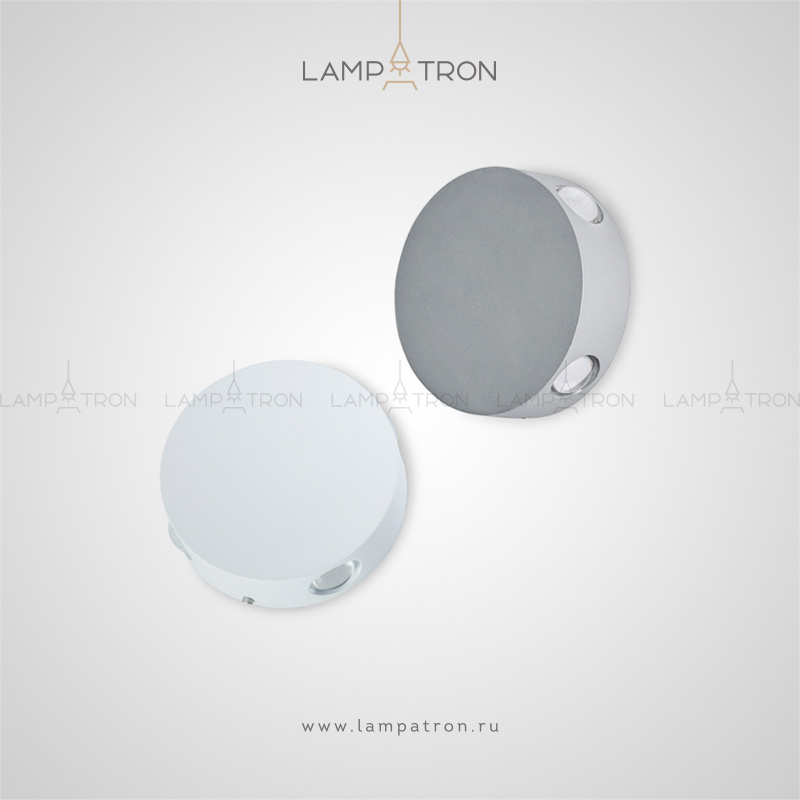 Серия настенных светодиодных светильников круглой формы с четырьмя источниками света по высоте корпуса Lampatron PORT