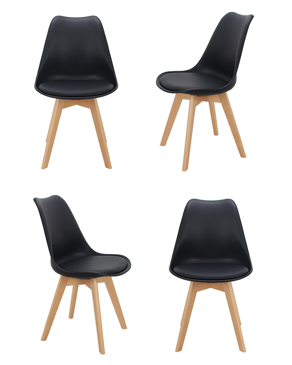 Комплект из 4-х стульев Eames Bon чёрный FR 0024K