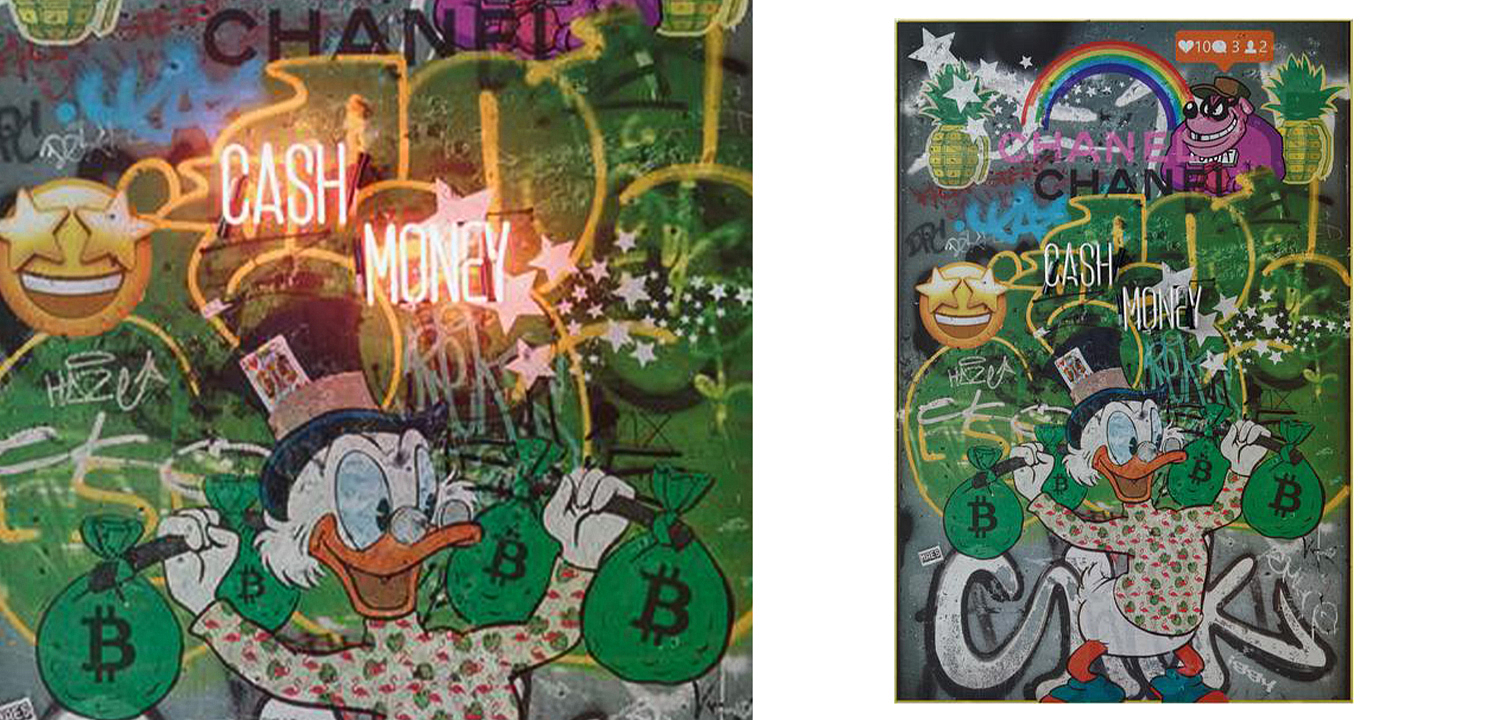 Неоновый постер Скрудж Макдак Scrooge Cash Money Loft Concept 80.275