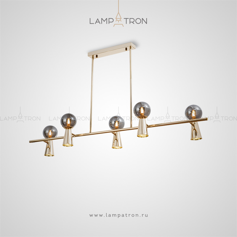 Реечный светильник с составными плафонами в форме конуса и шара Lampatron ABELINA LONG