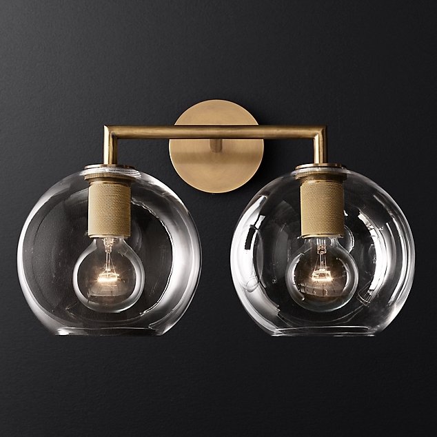 Бра Rh Utilitaire Globe Shade Double Sconce Brass 123273-22 44.539
