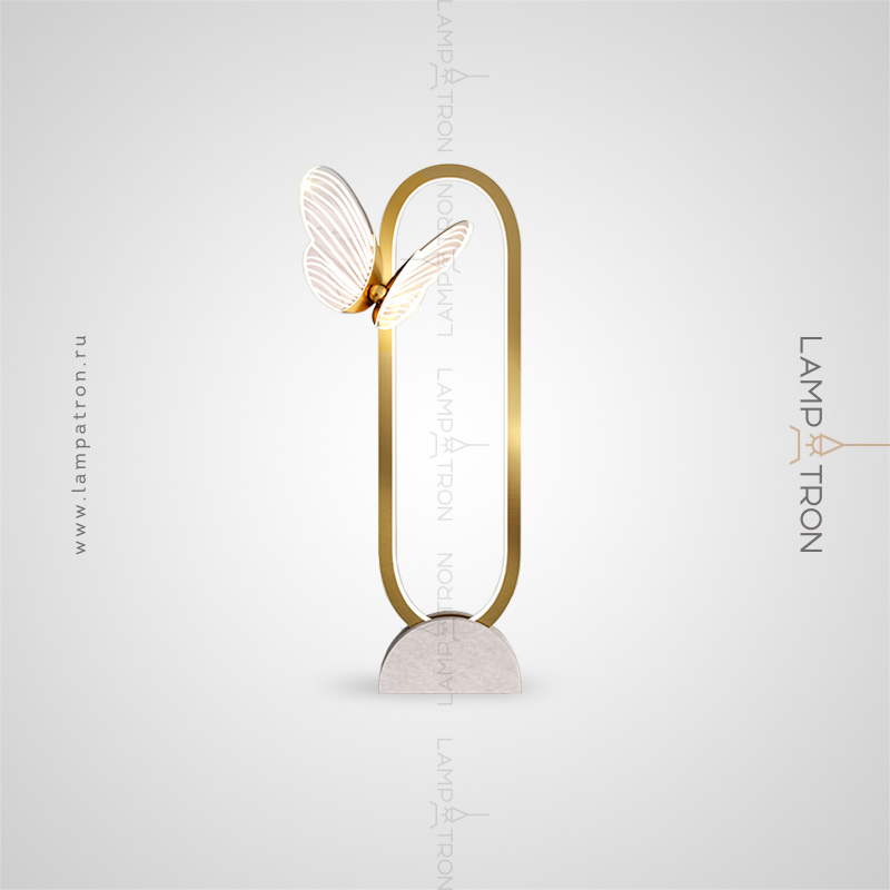 Настольная лампа со стилизованным под бабочку плафоном на округлом каркасе с мраморным основанием Lampatron BABETTA TAB B