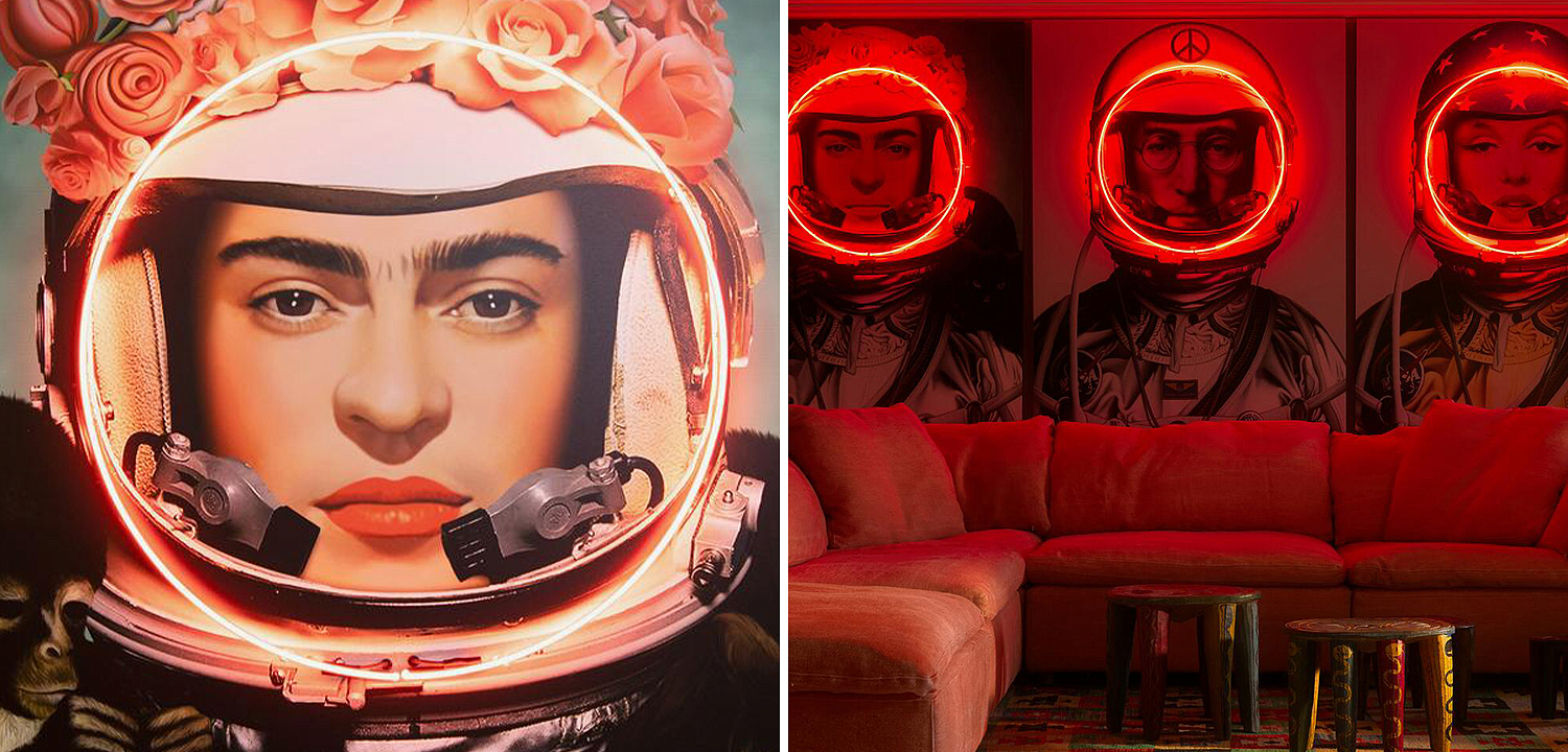 Неоновый постер Фрида Кало в Скафандре Space Girl Frida Loft Concept 80.269