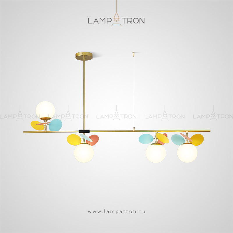 Реечный светильник с шарообразными матовыми плафонами и декоративными дисками Lampatron MATISSE LONG