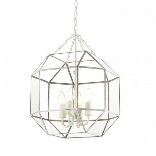 Подвесной светильник Glass & Metal Cage Pendant White 4 Loft Concept 40.1683