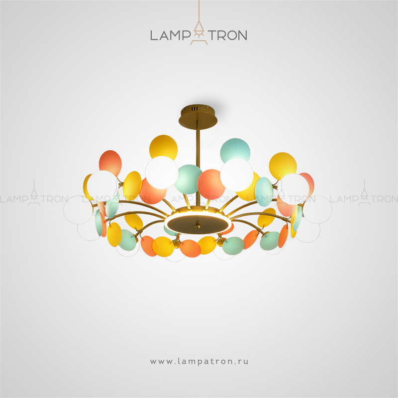 Серия люстр с шарообразными матовыми плафонами и круглыми декоративными лепестками Lampatron MATISSE LUX