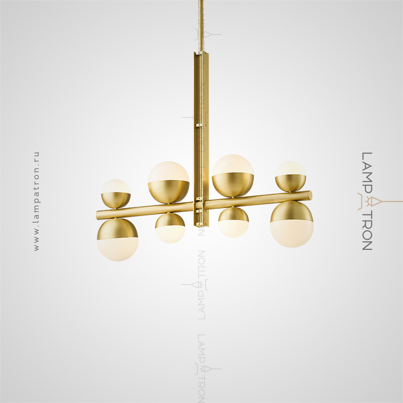 Дизайнерская люстра с двойными шарообразными плафонами на трубчатой рейке Lampatron MADSI