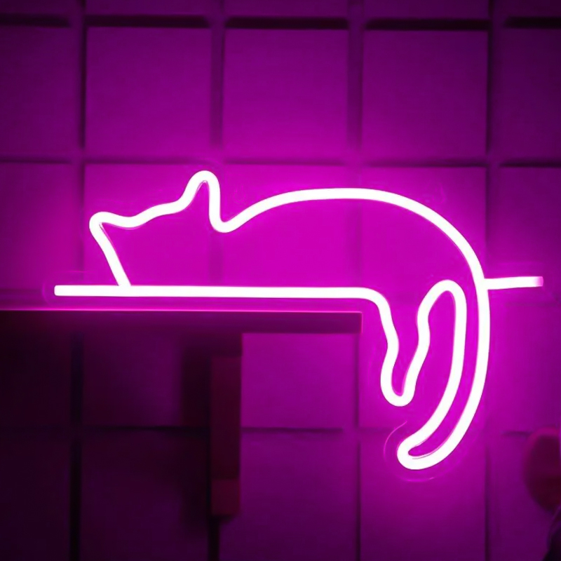 Неоновая настенная лампа Sleeping Kitten Neon Wall Lamp Loft-Concept 46.226-0