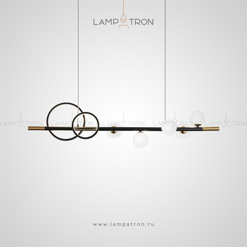 Серия реечных светильников в виде композиции из матовых шарообразных плафонов и колец с внутренним LED-свечением Lampatron DAGFRID