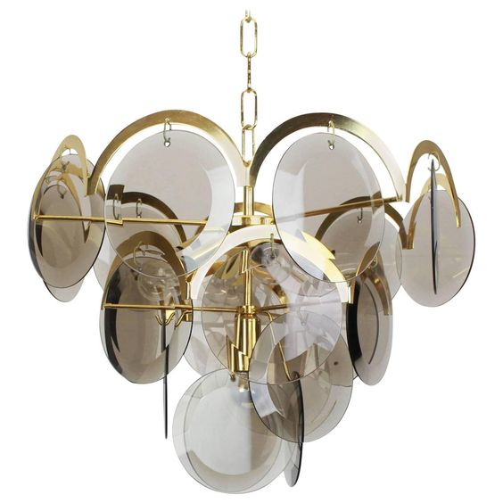 Люстра 1960S VISTOSI SMOKED GLASS DISC CHANDELIER | диаметр 70 см