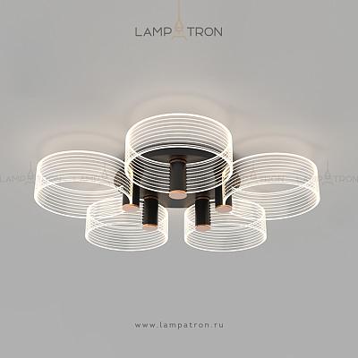 Потолочная светодиодная люстра с кольцевыми плафонами из прозрачного акрила с гравировкой SENSE C RINGS