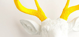 Голова оленя - Белая с желтыми рогами Loft-Concept 60.002