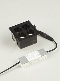 Встраиваемый черный LED светильник с драйвером, 8Вт, 4000К,  24°, 580лм