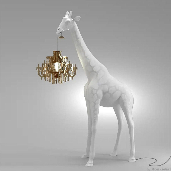 Qeeboo GIRAFFE IN LOVE XS 28001WH белый торшер жираф с люстрой