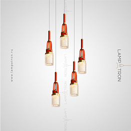 Готовая комбинация подвесных светильников с рельефными цилиндрическими плафонами на кожаных ремешках Lampatron CHARA COMBO