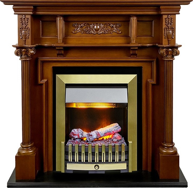 Каминокомплект Oxford - Орех с очагом Danville Antique Brass FB2