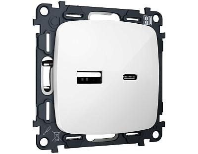 Комплект механизма розетки OMEGA MO111010 Белый глянец 2USB A+C 20W быстрая зарядка QUANT