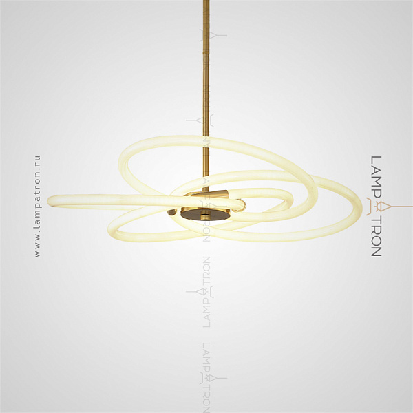 Серия люстр с плафоном в виде замкнутого светодиодного шнура на вертикальной стойке Lampatron NOMOS