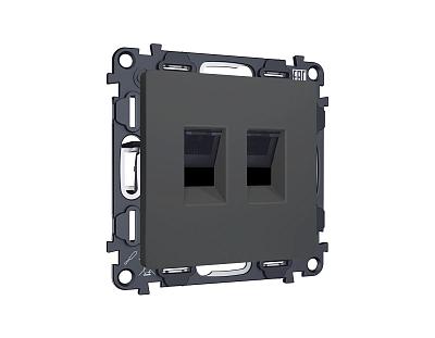 Комплект механизма компьютерной двойной розетки RJ-45 (8P8C) CAT6  Ambrella Volt ALFA MA912110