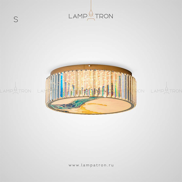 Потолочный светильник с плафоном из стеклянных перламутровых пластин и декором из глазурованной эмали AKIRA CRISTEL