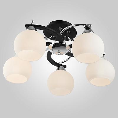 Потолочная люстра с белыми плафонами 9654/5 хром/черный