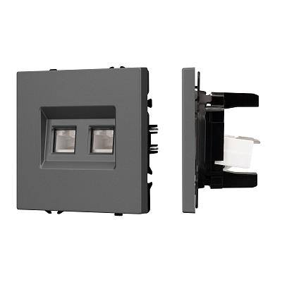 Механизм сдвоенной телефонной розетки Arlight SCT-NOBE-MTL2-SFPL-GR (RJ-11, 4C) (Серый базальт) 0543