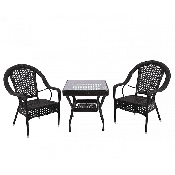 Комплект стол квадратный + 2 кресла, темно-коричневый KINK Light  KL01831K,04