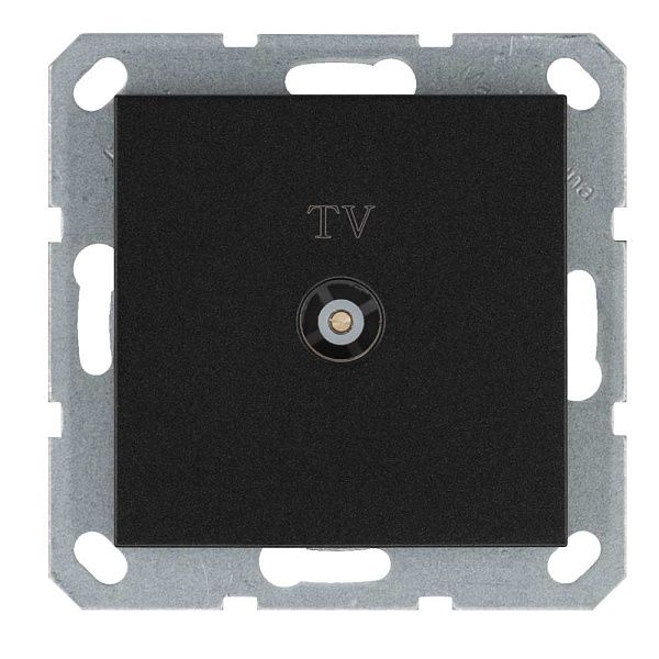 Розетка TV Φ9.5mm проходная с накладкой, цвет Антрацит