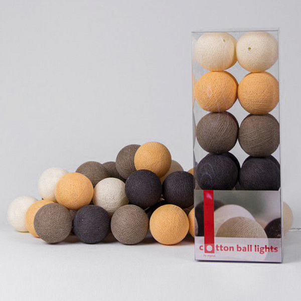 Гирлянда хлопковые фонарики Сotton Ball Clay | 20 шариков
