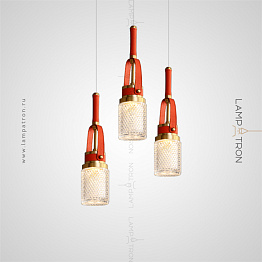 Подвесной светодиодный светильник с рельефным цилиндрическим плафоном на кожаном ремешке Lampatron CHARA