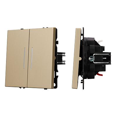 Выключатель проходной 2 кл подсветка софт-тач золотой песок Arlight SWT-MKP2-SFPL-L-GD (250V, 10A) 0