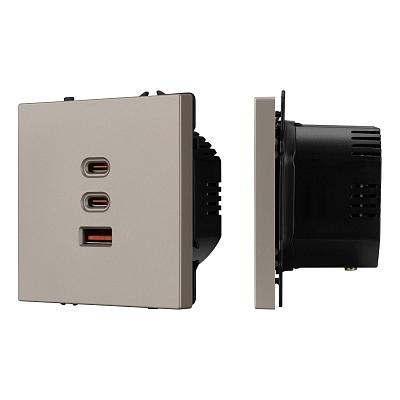 USB Розетка тип А+С+С софт-тач кашемир Arlight SCT-MUACC-SFPL-FC-CA (65W, QC3) 061835(1)