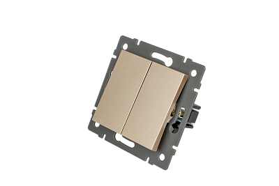 Механизм выключателя двухклавишный проходной Arlight SWT-MKP2-PL-GD-V (250V, 10A) 049895