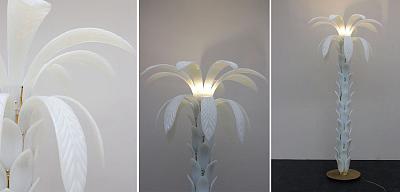 Дизайнерская Торшер Пальма из Белого Стекла Модерн ХХ века Murano Glass Palm-Shaped Floor Lamp 41.376-0
